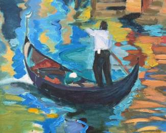 ‘Venice’ by Linda Press 32”x36” Original Painting with Real Shutter Frame