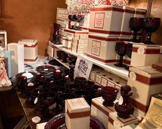 AVON  Ruby Red Cape Cod dishes. 