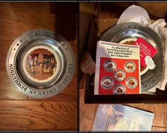 Vintage Pewter American Plates 