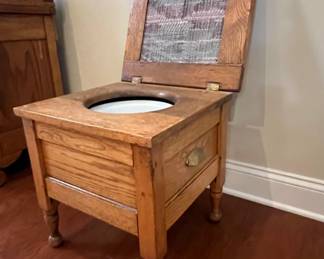 Antique Mission Oak Commode Chamber Pot Chair