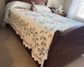 Victorian Eastlake Style Carved Walnut Full Bed