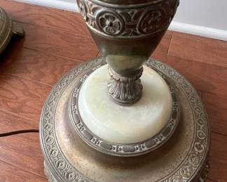 Art Deco Brass and Marble Bridge Floor Lamp