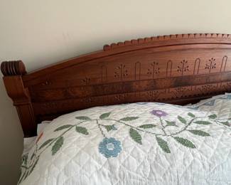 Victorian Eastlake Style Carved Walnut Full Bed