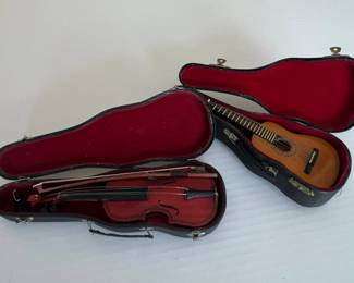 Miniature Violin and Guitar with Cases