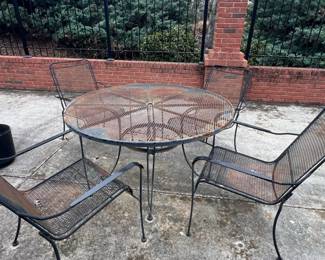 Wrought Iron Round Patio Dining Set