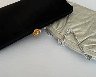 Vintage Evening Clutch Set Black Velvet and Champagne Fabric