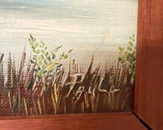 Landscape Oil Painting in Wooden Frame Bob Ross Style