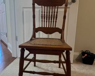 Oak Pressed Back Spindle Side Chair