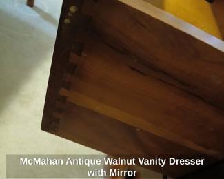 McMahan Antique Walnut Vanity Dresser with Mirror