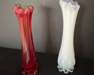 Art Glass Swung Vases Pair