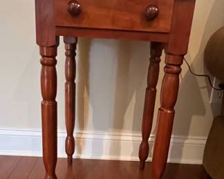 Pair of Sheraton Style Cherry One Drawer Stand