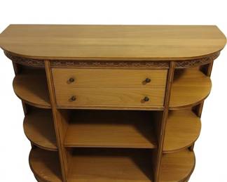 Vintage Oak Console Table with Drawers and Shelves