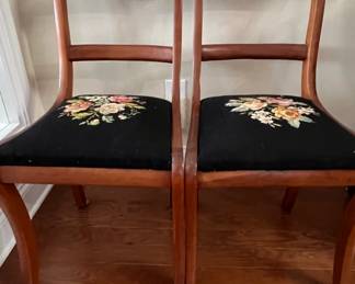 Dining Chairs with Needlepoint Upholstery - set of 6