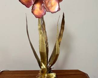 Brass Orchid with Butterfly Accent