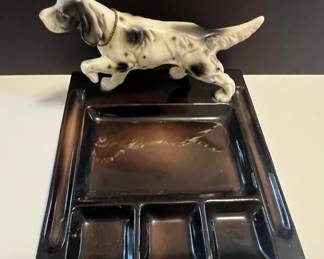 Vintage English Setter Dog Figurine on Desk Caddy