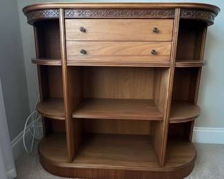 Vintage Oak Arts and Crafts Style Display Cabinet with Drawers