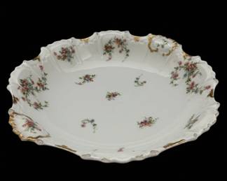 Haviland Limoges Oval Serving Dish with Scalloped Edge and Floral Pattern