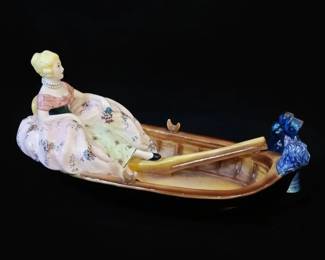 Capodimonte Porcelain Figurine Lady in a Boat