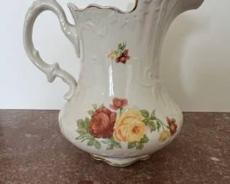 Wellsville China Co. Pitcher Floral Decorated