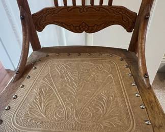 Oak Pressed Back Spindle Side Chair