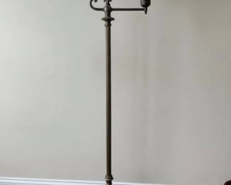 Art Deco Brass and Marble Bridge Floor Lamp