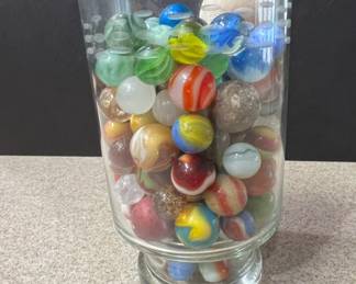 Glass Vase with Assorted Marbles