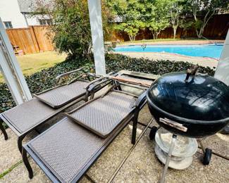 Lounge chairs, ladders, grill 