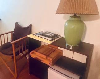 Lamp, chair, side table