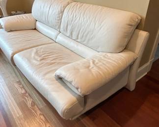 Vintage Italian White Leather Sofa second image