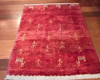 Handknotted Gabbeh Rug with Geometric and Figural Motifs