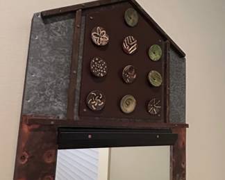 Artisan Mixed Media Wall Mirror with Decorative Embellishments second image