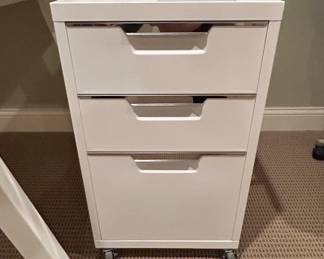 CB TPS White Drawer Mobile File Cabinet with Chrome Handles