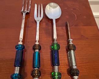 NA Magali SilverPlated Utensil Set with Beaded Handles