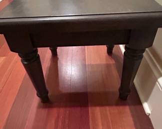 Dark Wood Side Table with Turned Legs