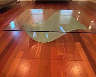 Laurel Fyfe Sculptural Handkerchief Art Glass Coffee Table