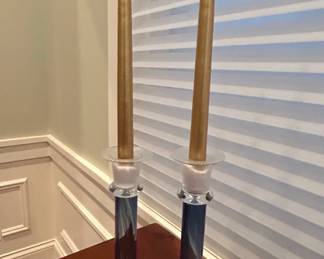 Murano Glass Swirl Candlesticks by Gunnar Cyrn for Orrefors