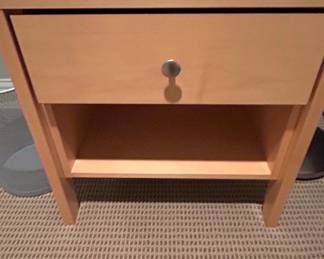 Modern Light Wood Nightstand with Drawer and Shelf