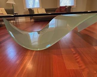 Laurel Fyfe Sculptural Handkerchief Art Glass Coffee Table second image