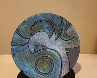HandPainted Ceramic Plate with Abstract Design by CHILE
