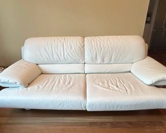 Vintage Italian White Leather Sofa