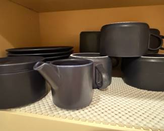 Matte Dark Gray Ceramic Coffee Mug and Creamer Set