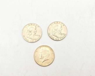 1400  3 90 Silver Half Dollar Coins 