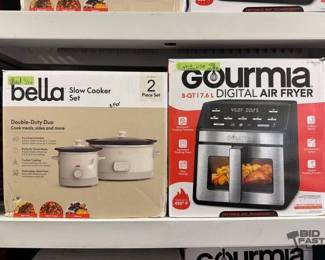 7564  Bella Slow Cooker Set and Gourmia Digital Air Fryer 