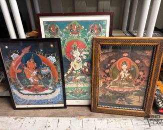 8522  3 Framed Buddhist Artworks 