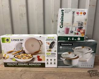 7526  Tramontina Dutch Oven Set, Green Pan Frypan Set, Cuisinart Immersion Blender 
