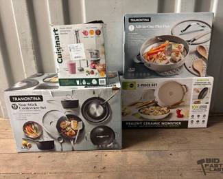 7500  2 Tramontina Cookware Sets, Green Pan Frypan Set, Cuisinart Immersion Blender 