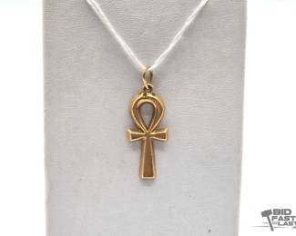 600  18k Gold Ankh Pendant, 2.1g 