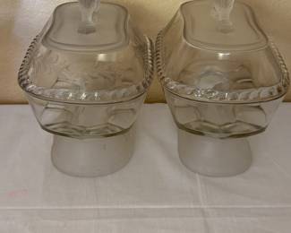 Antique gillinder & son’s frosted lion oval compote & lid