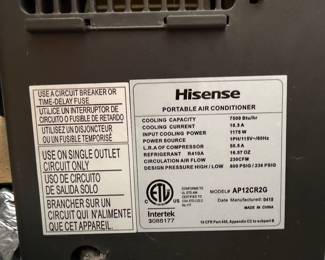 Hisense Portable Air Conditioner (Model: AP12CR2G