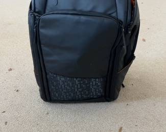 Black Shinpur Backpack with Geometric Pattern Accent